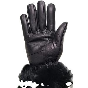 Gants en cuir tricotés avec fourrure de lapin véritable pour femmes, vente en gros, gants thermiques d'hiver pour le cyclisme, les activités de plein air et le quotidien - Product Image 4