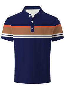 Polo court d'été en tricot à imprimé unique pour hommes, en coton et polyester avec col montant boutonné, design respirant - Product Image 5