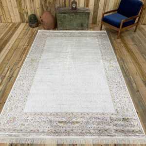 Alfombra Turca Vintage Grande de 6.3x6.7 pies (193x203 cm), Alfombra Blanca con Diseño Floral - Product Image 1