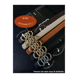 5-Piece Genuine <b>Domed</b> Leather Combined <b>Ring</b> Buckle Women's Trouser Belt, Jacket Belt, Dress Belt - Mixed - Product Image 1