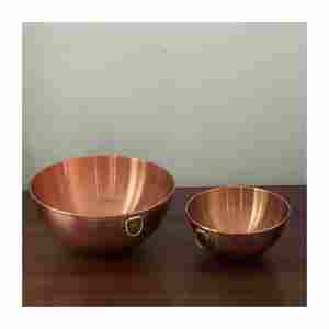 Grand bol en cuivre de haute qualité avec poignées Nouveau design Batteur sur socle par le fabricant et exportateur indien pour le camping - Product Image 3