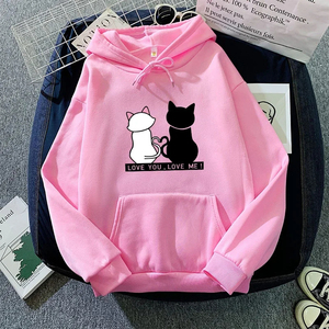 Áo nỉ nữ in hình mèo dễ thương Áo Hoodie dáng rộng thể thao giản dị Hàng Ngày mùa thu mùa đông Áo chui đầu ấm áp thoải mái ngoài trời nhà Cô Gái mới 2025 - Product Image 2