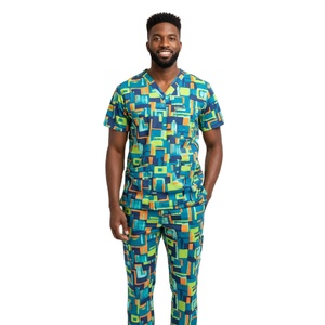 Ensemble d'uniformes médicaux pour hommes, haut et pantalon en tricot léger, matière respirante, OEM ODM, vêtements de travail personnalisés pour le secteur de la santé - Product Image 2