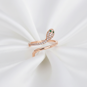 Anillo ajustable de plata de ley 925 con circonita cúbica y esmeralda, diseño de serpiente envolvente, para compromiso o fiesta, para mujer - Product Image 3