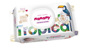 Lingettes humides pour bébé OEM Mamamy Tropical, 90 pièces, non tissées, 200 mm x 150 mm, 100 % rayonne naturelle, huile de calendula, lingettes hydratantes - Product Image 5