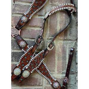 Ensembles de punaises en cuir occidental marron durables et confortables de haute qualité comprenant une bride de cheval pour les professionnels équestres indiens - Product Image 2