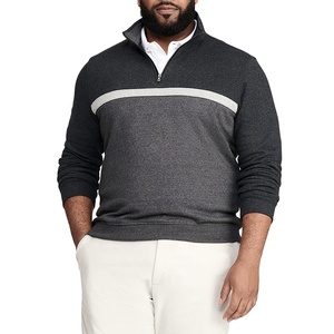 Custom Men's Lightweight Breathable Polyester/Cotton Turtleneck Half Zip Sweatshirt Plus Size <b>Drop</b> Shoulder Garment Dyed Autumn - Product Image 2