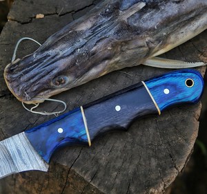 Couteau à filet en acier damas japonais professionnel Ultra tranchant et Flexible avec gaine en cuir 2023 vente couteau à désosser en bois Pakka - Product Image 2