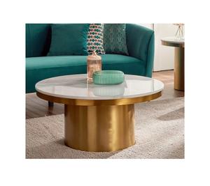 Table basse au design de luxe haut de gamme avec plateau en marbre support doré brillant utilisé dans la maison hôtel disponible à faible coût - Product Image 6