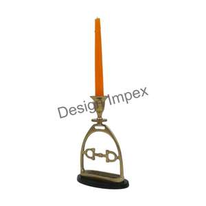 Soporte de vela de metal para manualidades, accesorios de decoración del hogar más vendidos, soporte de candelabro estilo estribo y broca de caballo dorado artesanal - Product Image 3
