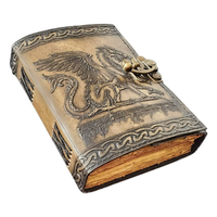 Carnet en cuir gaufré Dragon, livre antique avec pages faites à la main à bords festonnés, Grimoire, cadeau parfait et incroyable pour l'écriture et le dessin