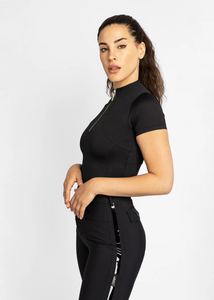 Camiseta de Equitación para Mujer, Deportiva, Ligera, de Manga Corta, Transpirable, de Tela Elástica, Capa Base de Alto Rendimiento, Servicio OEM - Product Image 6