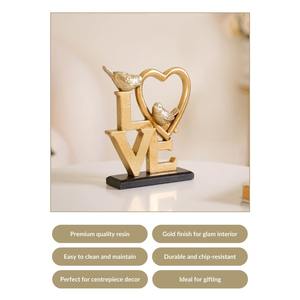 Centre de table romantique en forme de cœur d'oiseau plaqué or de luxe, pièce maîtresse pour le salon, le bureau, cadeau, décoration - Product Image 4
