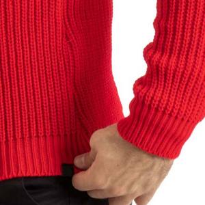 Pull-over tricoté à logo personnalisé de style décontracté pour hommes, chandails sur mesure en laine et coton pour hommes, de couleur rouge et respirante - Product Image 6