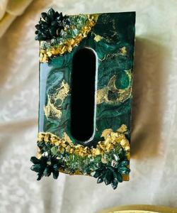 Belle boîte porte-papier de soie imprimée en résine verte pour salle à manger cuisine chambre commodes et décoration intérieure/boîte à serviettes - Product Image 2