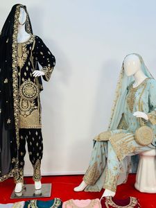 Luxueux Pure Georgette Robe Modeste Ensemble Full Jarkan Stone Work 5 Superbes Designs 10 Couleurs Vibrantes Y Compris Lourd - Product Image 4