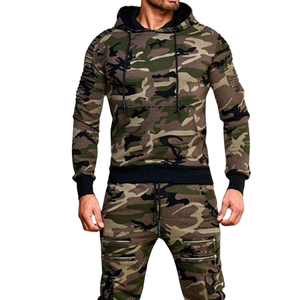 Ensemble de survêtement uni pour homme en molleton de coton, comprenant un sweat à capuche et un pantalon de jogging, vêtements de sport décontractés pour la gym, l'entraînement, la course et l'hiver - Product Image 5