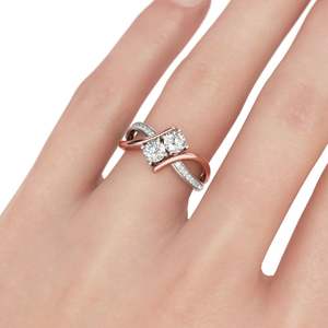 Anillo de Plata de Ley con Dos Piedras Cruzadas de Corte Redondo para Aniversario, Jeulia - Product Image 4