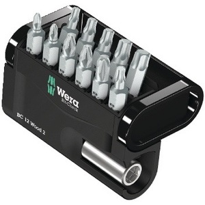 12-Piece WERA Bit-Check Wood <b>Screwdriver</b> Bit Assortment PH/PZD/TX - Product Image 1