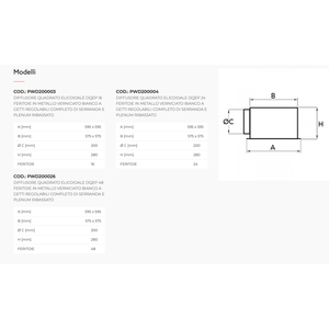 Tecnosystemi Difusor Cuadrado Completo con Amortiguador y Pleno Inferior para Rejillas de Aire Acondicionado Helicoidales de Chorro Ajustable - Product Image 2