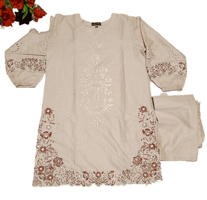 ชุดสูทผ้าฝ้ายปักลายสำหรับผู้หญิงชุดอินเดียและปากีสถาน3ชิ้นขนาดพลัสไซส์ - Product Image 4