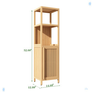 ตู้เก็บของไม้ไผ่อเนกประสงค์พร้อมความจุขนาดใหญ่สำหรับห้องน้ำและเฟอร์นิเจอร์ห้องนั่งเล่น - Product Image 4