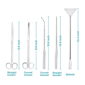Kit de inicio de acuario de acero inoxidable 2025, juego de herramientas de instrumentos quirúrgicos veterinarios, 5 pinzas, pinzas para plantas acuáticas, estuche incluido - Product Image 5
