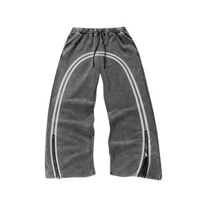 กางเกงวอร์มขายาวสำหรับผู้ชายกางเกงวิ่งขายาวพิมพ์ลายกรดมีซิป - Product Image 1