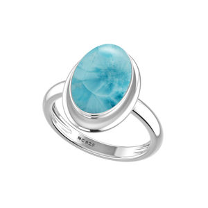 Bague en argent sterling 925, finition haute qualité, sertie de pierres de larimar taillées en cabochon, formes variées, classique, tendance, pour mariage, fête, mode - Product Image 5