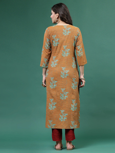 Costume Salwar Kameez pakistanais pour femmes, beige, en coton, avec travail de miroir, col en V, manches longues, coupe trapèze, nouveau style d'été, vêtements professionnels - Product Image 2