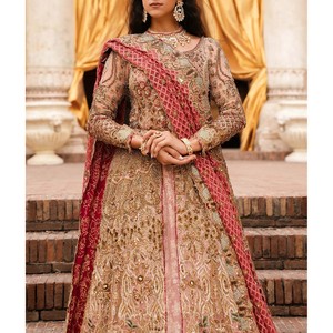 Nouvelle Robe de Mariée Moderne Grande Taille Brodé Manches Longues Maxi avec Soutien-Gorge Intégré Fleurs Cristaux Tissu Mousseline Respirant - Product Image 1