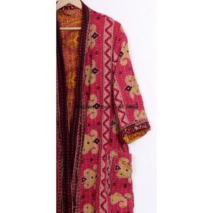 Handmade 100% Organic Cotton Kantha Jacket for Women Vintage Festival Fashion Quilted Short <b>Kimono</b> Sleepwear Spring - Product Image 3