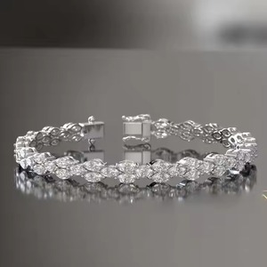 Bracelet de tennis en diamant de laboratoire Marquis en or jaune et blanc 14 carats bijoux fins pour femmes et hommes Bracelet en diamant de laboratoire - Product Image 3