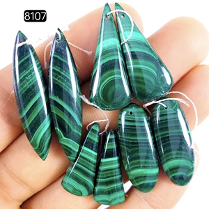 Vente en gros de paires de malachite naturelle DHORGEMS, pierres précieuses cabochon, forme poire/ovale/marquise, provenant du Rajasthan, pour la fabrication de bijoux - Product Image 3