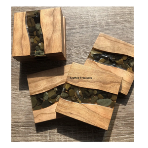 Ensemble de sous-verre à thé en résine et bois de qualité supérieure pour le réchauffement de la maison thé café vin boissons tasse sous-verre tapis et coussinets petit déjeuner utilisé - Product Image 1