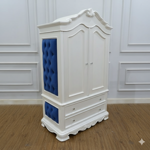 Armoire à 2 portes en bois de mahogany pour la chambre d'enfant au Royaume-Uni, fabriquée à la main en Indonésie - Product Image 1