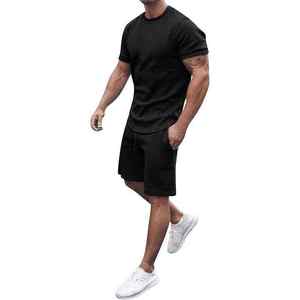 Conjuntos de pantalones cortos informales para hombre, novedad de verano al por mayor, camiseta de manga corta, pantalones cortos, conjunto de chándal liso, ropa de marca para hombre, conjunto de 2 piezas - Product Image 1
