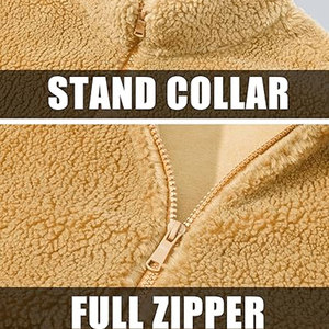 Veste en polaire pour homme tendance Doublure en coton Col montant Logo avant Hiver Décontracté Extérieur Séchage rapide Respirant Tissu doux et chaud - Product Image 3