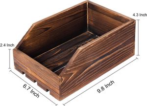 Rustic Brown Wood Paper Nesting Tray Stackable Document Storage <b>Crate</b> File Organizer Tabletop Wooden <b>Box</b> Basket Letter Holder - Product Image 4