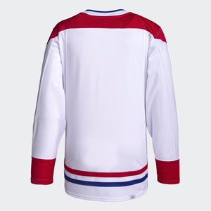 Maillot de hockey sur glace blanc et rouge brodé sur mesure en gros 100% polyester pour adultes Logo international - Product Image 2