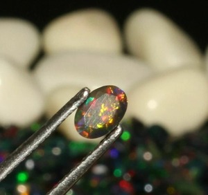 Natural Ethiopian Welo Fire Black <b>Opal</b> Faceted Oval Loose Gemstone-Third Party Appraised for Jewelry Making Mehrajudin Gems - Product Image 1