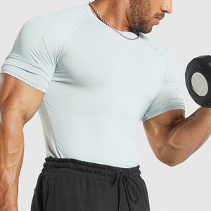 Camiseta deportiva de verano para hombre, Camiseta deportiva de poliéster de alta calidad para entrenamiento, Camiseta con estampado liso para hombre - Product Image 3