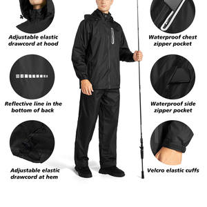 Trajes de lluvia impermeables al aire libre al por mayor para hombres con cuello con capucha transpirable personalizado ropa de lluvia traje de lluvia para hombres - Product Image 2