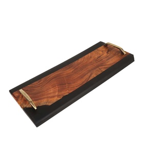 wholesale resin tray wood resin tray with brass handle for home office royal wood epoxy resin tray <b>bars</b> bear - Product Image 3