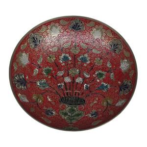 ชามผลไม้ทองเหลืองพร้อมลายดอกไม้และสีแดงสำหรับใช้ในห้องครัว - Product Image 1