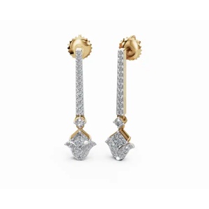 Boucles d'oreilles pendantes de créateur Juliette en or 18 carats de haute qualité, avec diamant de laboratoire taille radiant, pour l'exportation B2B - Product Image 4