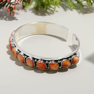 Nouvelle Arrivée 925 Sterling Silver Fine Jewelry Haute Qualité Forme Ovale Orange Oyster Gemstone Bracelet pour Cadeaux Fêtes Mariages - Product Image 4