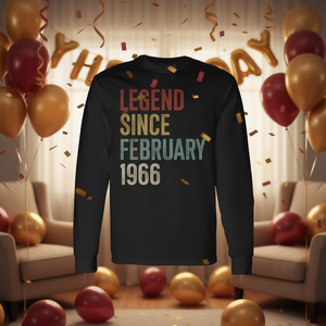 T-shirt a maniche lunghe per il 60° compleanno della leggendaria persona che ha 60 anni dal febbraio del 1966. Celebra con stile! Articolo Promozionale - Product Image 3