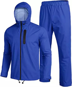 Vente en gros de manteau et pantalon de pluie pour adultes imperméable à l'eau/manteau de pluie avec pantalon col rabattu survêtement de pluie - Product Image 1