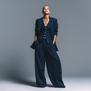 Ensemble tailleur chic pour femme : blazer et pantalon droit – Tenue professionnelle décontractée pour le bureau, le quotidien ou les invitées de mariage - Product Image 3